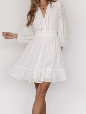 Baltic Born | New Harmony Embroidered eyelet mini dress Women size M bridal NWOT